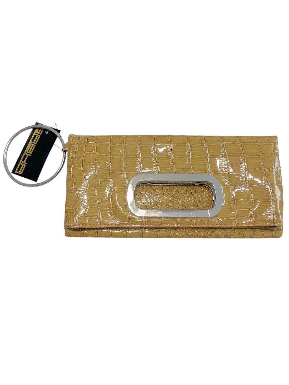 NWT Sasha Mustard Croc-Embossed Wristlet Clutch